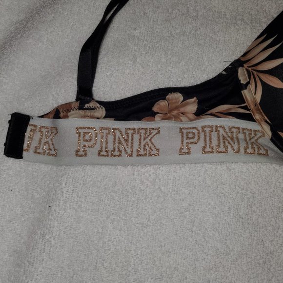 PINK VICTORIA SECRET Push Up Bra 36C Floral - Picture 2 of 6